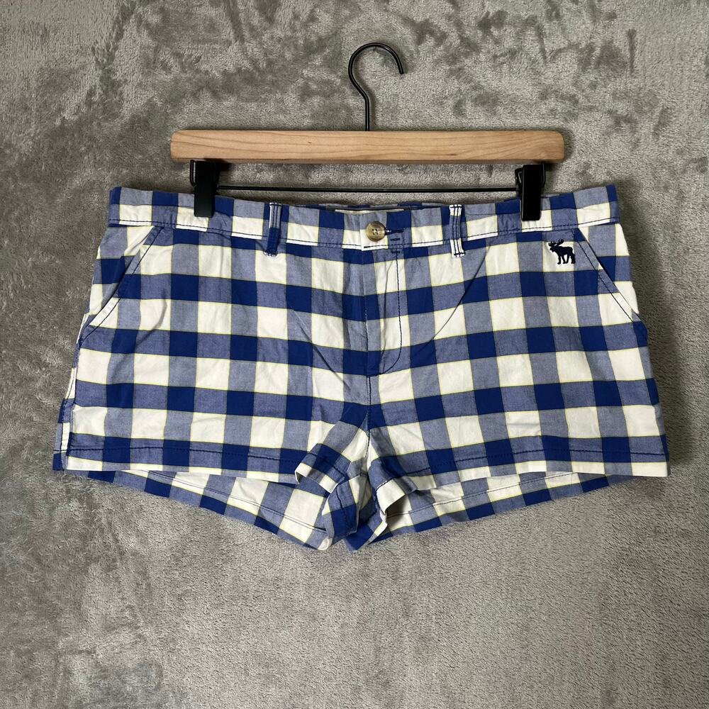 Abercrombie Mini‎ Vintage Plaid Shorts Y2K Low Rise Blue Preppy Size 12